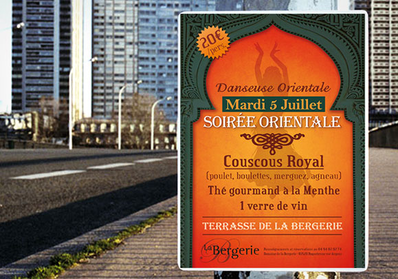Affiche soire Orientale  Restaurant La Bergerie