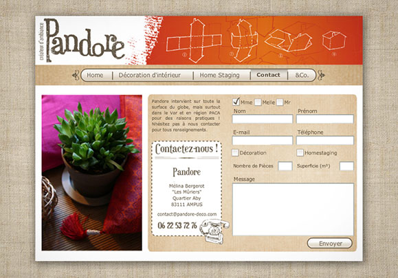 Cration graphique du site internet Pandore Dco